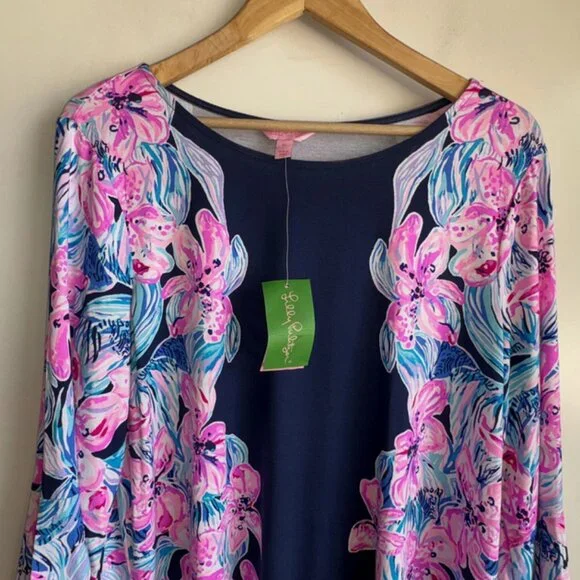 NWT Lilly Pulitzer Ophelia Swing Dress Size XL Hypes & Stripes Navy Pink - Picture 7 of 14